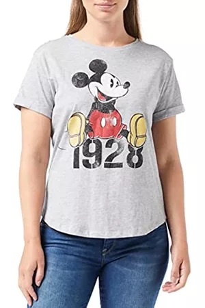 Disney Damen Shirts - Damen Mickey Year T Shirt, Sport Grau, M EU