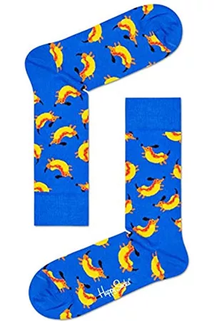 Happy Socks Socken & Strümpfe - Unisex Hot Dog Socken, Blau-Gelb, 41-46 EU