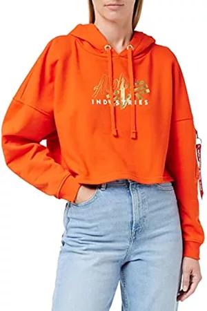 Alpha Industries Damen Sweatshirts - Damen Gold Logo COS Hoody Wmn Kapuzenpullover, Atomic red, XS