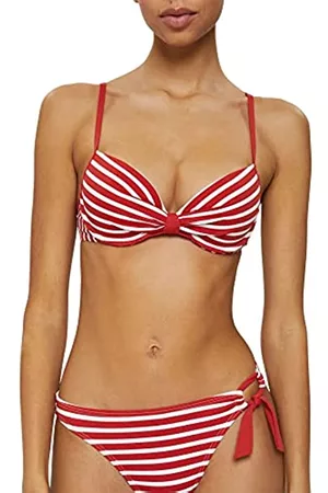ESPRIT Damen Bikinis - Recycelt: wattiertes Top mit Streifen