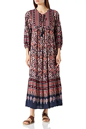 Women secret Damen Freizeitkleider - Damen Sleeves Long Dress Kleid, Bedruckt blau, X-Large