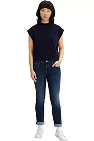 TOM TAILOR Damen Slim Jeans - Damen Alexa Slim Jeans 1034218, 10120 - Used Dark Stone Blue Denim, 33W / 30L
