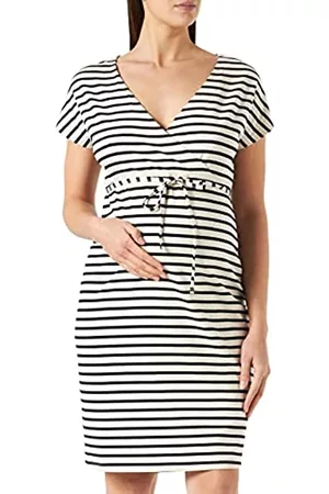 Noppies Damen Kleider - Maternity Damen Dress Nursing Short Sleeve Stripe Lantana Kleid, Black-P090, XL