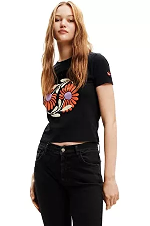 Desigual Damen T-Shirts - Women's Short Sleeve T-Shirt, Black, XXL