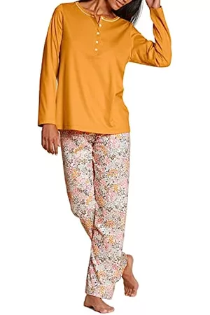 Calida Damen Schlafanzüge - Damen Night Lovers Pyjamaset, Honeycomb Yellow, 32-34