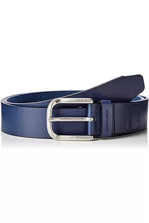 Brax Herren Gürtel - Herren Style Masterpiece Büffelleder Uni Schließe American Silver G rtel, Navy, 90|#90|#674 (Herstellergröße: 90) EU