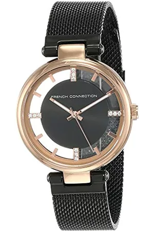 French Connection Damen Uhren - Analoge Damen-Armbanduhr, schwarzes Zifferblatt, FC148BRGM, schwarz
