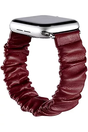 KONAFEI Damen Uhren mit Lederarmband - Kompatibel mit Leder-Haargummi, Apple Watch, 38 mm, 40 mm, 41 mm, 42 mm, 44 mm, 45 mm, 49 mm, für Damen und Herren, elastische, dehnbare Armbänder für iWatch Series 8, 7, 6, 5, 2, 1 Ultra SE