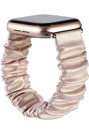 KONAFEI Damen Uhren mit Lederarmband - Kompatibel mit Leder-Haargummi, Apple Watch, 38 mm, 40 mm, 41 mm, 42 mm, 44 mm, 45 mm, 49 mm, für Damen und Herren, elastische, dehnbare Armbänder für iWatch Series 8, 7, 6, 5, 2, 1 Ultra SE