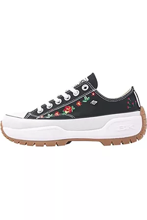 British Knights Damen Sneakers - Damen Kaya Low Fly Sneaker, Schwarz Geblümt, 38 EU