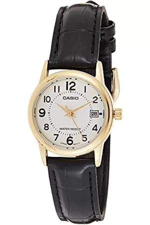 Casio Damen Uhren mit Lederarmband - Damen Analog Quarz Uhr mit Leder Armband LTP-V002GL-7