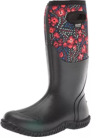 Bogs Damen Stiefel - Women's Mesa Rain Boot, Super Flowers Print-Black, 6