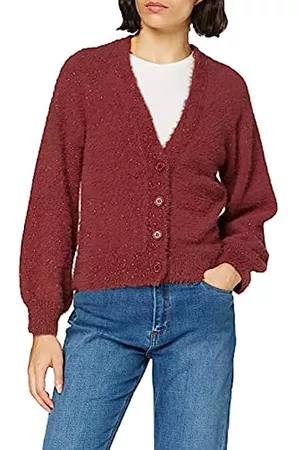 Mexx Damen Bouclé Strickjacken - Womens Elegant Cardigan Sweater, Apple Butter, XL