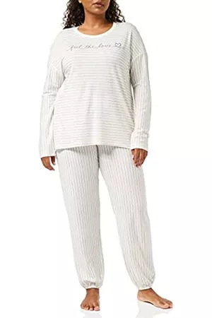 Triumph Damen Schlafanzüge - Women's Sets PK LSL 10 CO/MD Pyjamaset, White-Dark Combination, 42