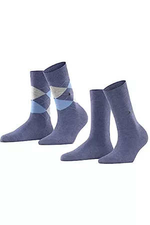 Burlington Damen Socken & Strümpfe - Damen Socken Everyday Mix 2-Pack W SO Baumwolle gemustert 2 Paar, Blau (Light Denim 6660), 36-41