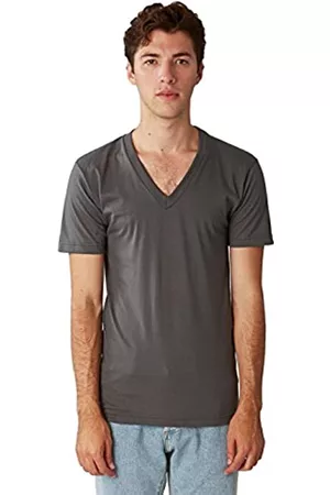 American Apparel T-Shirts - Unisex Fine Jersey Short Sleeve V-Neck - Asphalt/M