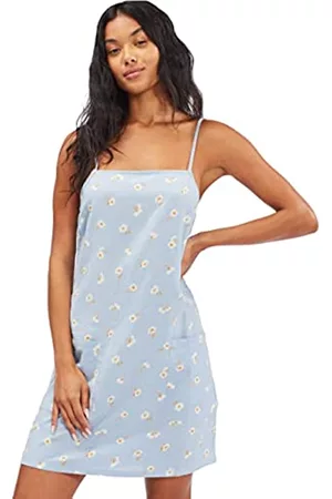 Billabong Damen Freizeitkleider - Damen Gerades, rundes, gewebtes Mini-Sommerkleid Lässiges Kleid, Sweet Blue, Groß