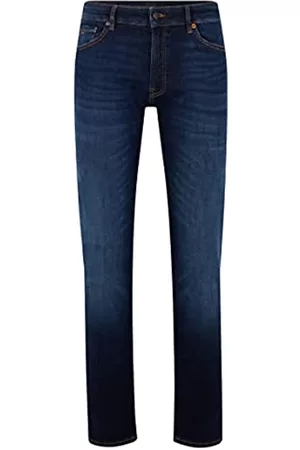 HUGO BOSS Herren Straight Jeans - Herren Maine BC-L-P Regular-Fit Jeans aus Super-Stretch-Denim in dunklem Indigoblau Blau 38/32