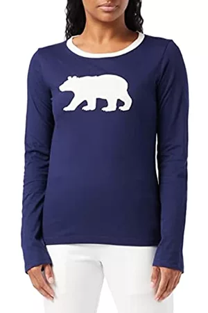 Hatley Schlafanzüge - Little Blue House by Unisex Bear & Moose Family Pyjamas Pyjamaset, Langarm-Pyjama-T-Shirt für Damen-Navy Bear Fair Isle, L Regular