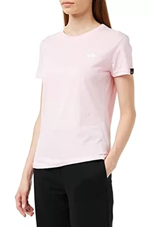 Alpha Industries Damen Shirts - Damen Basic T Small Logo T-Shirt, Rosa (Pastel Pink-491), Large