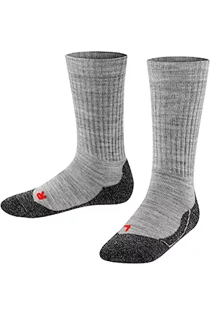 Falke Unterwäsche - Unisex Kinder Socken Active Warm K SO Wolle dick atmungsaktiv 1 Paar, Grau (Mid Grey Melange 3530), 27-30