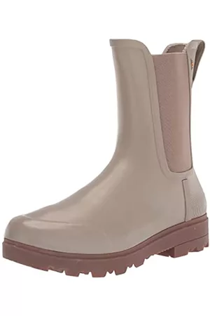 Bogs Womens Holly Tall Chelsea Shine Boot Rain, Taupe, 6