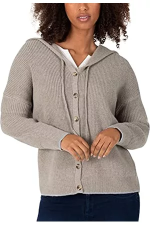 Timezone Damen Strickpullover - Damen Classic Cardigan Strickjacke, Lana beige Melange, L