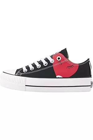 British Knights Damen Flache Sneakers - Damen Kaya Low Sneaker, Schwarz Übergrosses Herz, 37 EU