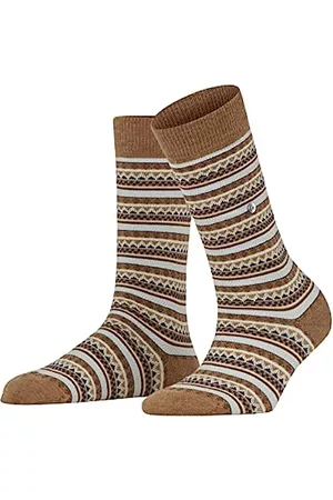 Burlington Damen Socken & Strümpfe - Damen Socken Fair Isle, Baumwolle Schurwolle, 1 Paar, Braun (Beige Melange 5155), 36-41