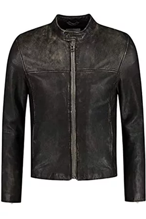 GOOSECRAFT Damen Lederjacken - Herren GC Eagle rock vintage biker Leather Jacket, Braun, S