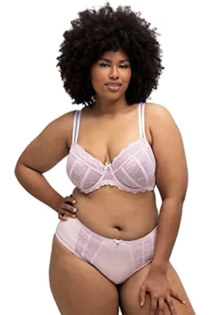 Ulla Popken Damen Bügel BHs - Damen Wire-bra, Lace, Shell Shape BH, Blasses Rosa, 115C EU
