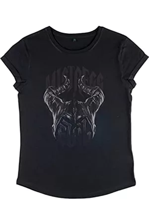 Disney Damen Shirts - Maleficent: Mistress Of Evil - Pure Evil Damen-T-Shirt mit Rollärmeln aus biologischem Anbau, Schwarz, M