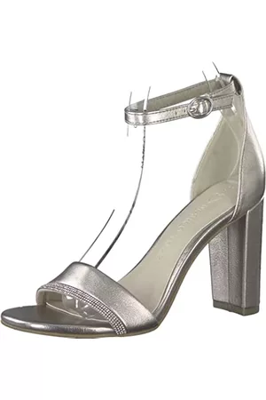 Marco Tozzi Damen Sandalen mit hohem Absatz - Damen 2-2-28022-30 Sandalette Sandale mit Absatz, Platinum Comb, 42 EU