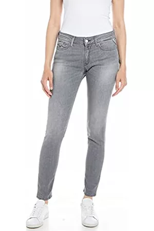 Replay Damen Stretch Jeans - Damen Jeans New Luz Skinny-Fit mit Power Stretch, Grau (Medium Grey 096), W28 x L30