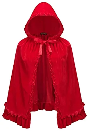 Regenboog Damen Samt Anzüge - Mädchen-Umhang aus Samt, klein, Rotkäppchen, roter Samt-Umhang für Mädchen, Halloween-Kostüm für Frauen, Cosplay-Umhang, rot, M