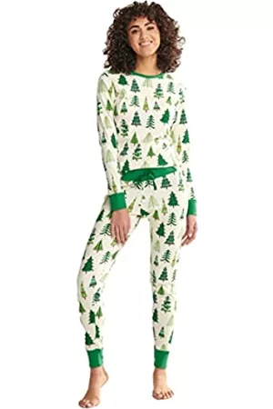 Hatley Damen Schlafanzüge - Damen Langärmliges Pyjama-Set Pyjamaset, Nachtleuchtende Weihnachtsbäume, XS
