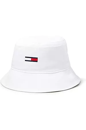Tommy Hilfiger Herren Hüte - Tommy Hilfiger Herren Fischerhut TJM Flag Bucket Hat , Weiß (White), Einheitsgröße