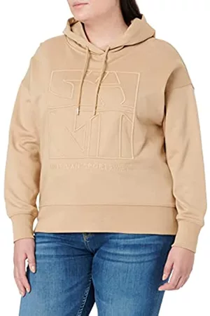 GANT Damen Sweatshirts - Damen D2. Tonal EMB Quadrat Hoodie Kapuzenpullover, Hazelwood BEIGE, XL