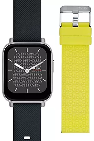 Breil Damen Uhren - Smartwatch SBT-1, mit Austauschbarem Silikonarmband, Schwarz und Limette mit Tribe-Muster, Silbernes IP-Metallgehäuse, Bluetooth-Konnektivität und Schnalle