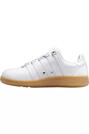 K-Swiss Damen Sneakers - Klassischer Damen-Sneaker aus Leder, Weiß/Weiß/Gum, 41.5 EU
