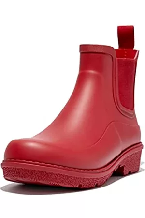 FitFlop Damen Gummistiefel - Damen WONDERWELLY Chelsea Boots Gummistiefel, Rich Red, 36 EU