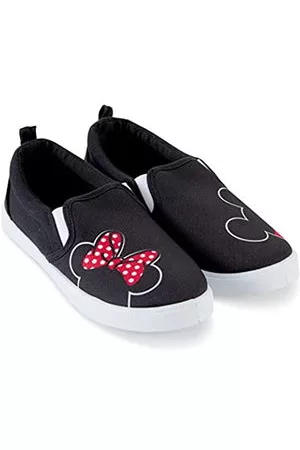Disney Damen Mickey und Minnie Schuhe – Klassische Damen Mickey und Minnie Mouse Slip On Sneakers Mickey und Minnie Mouse Canvas Slip On Sneakers, Schwarz, 40.5 EU