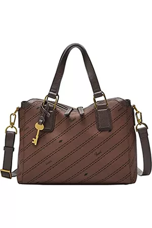 Fossil Damen Handtaschen - Damen Jacqueline Leder Umhängetasche Geldbörse Handtasche, Braun-schwarzer Signaturdruck