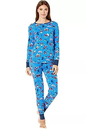 Hatley Damen Schlafanzüge - Little Blue House by Hockey Champs Jersey-Pyjama-Set, blau, Medium