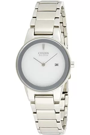 Citizen Damen Axiom Watch Damen Quarzuhr mit weißem Zifferblatt Analog-Anzeige und Silber Edelstahl Armband GA1050–51 A