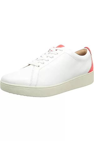 FitFlop Damen Sneakers - Damen Rally Tennis Pop Sneaker, Urban White Neon Orange, 42 EU