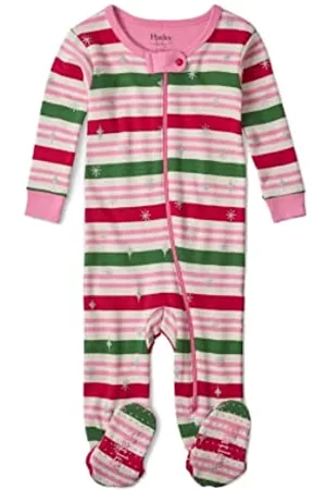 Hatley Schlafanzüge - Unisex Holiday Lights and Pines Family Pyjamas Pyjamaset, Candy Stripes-Kleinkind Footie, 6 Monate