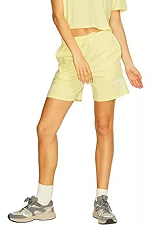 JACK & JONES Damen Shorts - JACK&JONES Women's JJXX JXBARBARA HW Relaxed Vint Shorts, Elfin Yellow/Detail:Bright White Print CALI 1, S