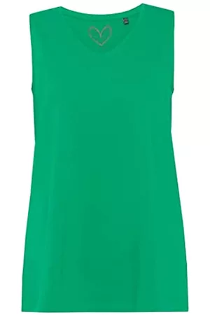 Ulla Popken Damen Shirts - Damen Basic V-neck A-line Top, Smaragdgrün, 54-56 EU