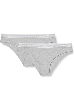 Emporio Armani Damen Slips - Underwear Women's Iconic Logoband 2-Pack Brief, Light Grey Melange, S